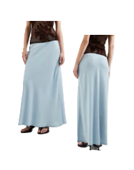 Image of sale on Chambray Denim Maxi Skirt in Light Blue