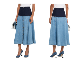 Image of sale on Veena Colorblock Denim Midi Skirt