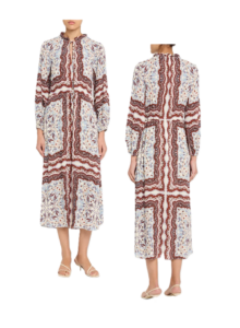 Image of sale on Berkshire Paisley Long-sleeve Midi Dress