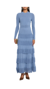 Image of sale on Tiered Fringe Long-sleeve Maxi Dress