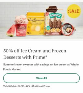 Image of sale on 50% off Ice Cream at Whole Foods