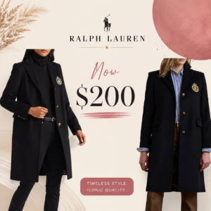 Image of sale on Crest Patch Wool Blend Reefer Coat