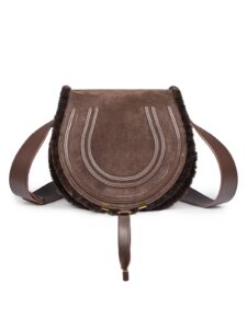 Image of sale on Marcie Shearling-trim Suede Crossbody Bag