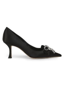 Image of sale on Auria 70mm Crystal-embellished Satin Pumps