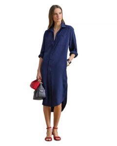 Image of sale on Button Trim Ribbed Cotton Blend Dress