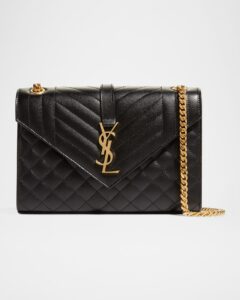 Image of sale on Envelope Triquilt Medium Ysl Shoulder Bag in Grained Leather
