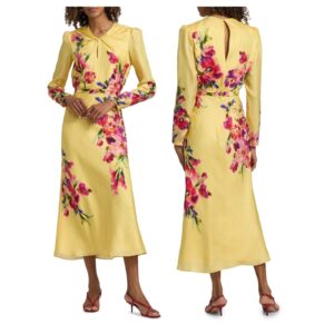 Image of sale on Claudia Floral Satin Silk Midi-dress