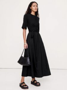 Image of sale on Cotton Poplin + Jersey Twisted Maxi Dress