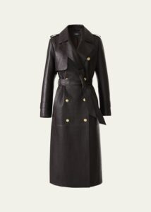 Image of sale on Gael-nv Croc-embossed Leather Trench Coat