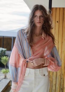 Image of sale on Striped Blouse with Bow