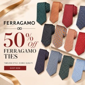 Image of sale on 50% off Ferragamo Ties!
