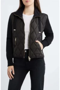 Image of sale on Mixed Media Quilt Front Sweater Jacket