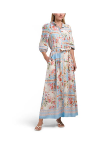 Image of sale on Linen Blend Long Sleeve Maxi Dress