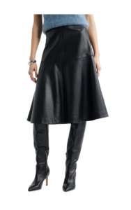 Image of sale on Leather A-Line Midi Skirt