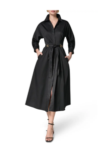 Image of sale on Drawstring Waist Stretch Cotton Midi Shirtdress