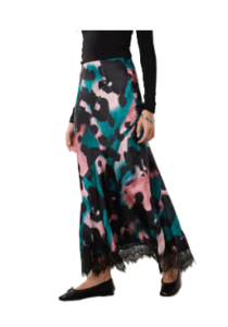 Image of sale on Satin Fishtail Maxi Skirt in Neo Animal Print