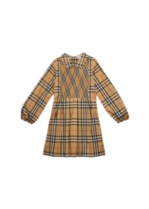 Image of sale on Girl’s Ida Long-sleeve Smocked Check Dress, Size 3-14