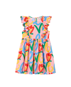 Image of sale on Girl’s Love-print Ruffled-sleeve Dress, Size 4-5