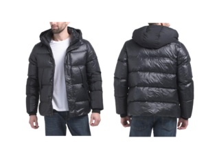 Image of sale on Mixed Media Puffer Jacket with Hood