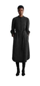 Image of sale on Belted Collarless Midi Shirt Dress