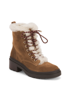 Image of sale on Suede North Lace Up Booties with Sheepskin Lining