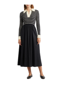 Image of sale on Stripe Long Sleeve Twofer Midi Dress