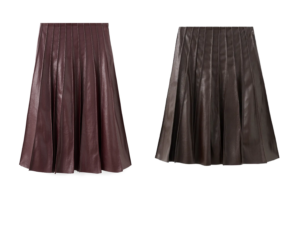 Image of sale on Dalia Pleated Faux Leather Midi Skirt