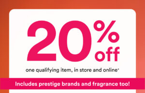 Image of sale on 20% off One Qualifying Item*
