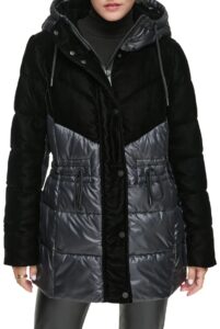 Image of sale on Velvet Panel Hooded Puffer Jacket
