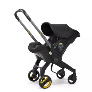 Image of sale on Doona Car Seat + Latch Base Travel System – Nitro Black: Rubber Tires, Aluminum Frame, Minimum Weight 4 Lbs, Weight 10 Lbs