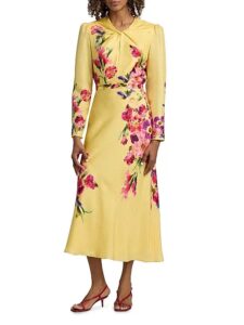 Image of sale on Claudia Floral Satin Silk Midi-dress