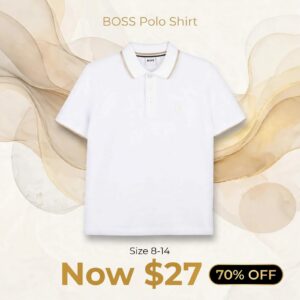 Image of sale on Boy’s Contrast-trim Short-sleeve Polo Shirt, Size 8-14
