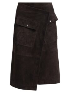 Image of sale on Asymmetric Suede Wrap Midi-skirt