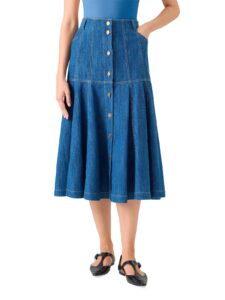 Image of sale on Denim Dropped-waist Midi-skirt