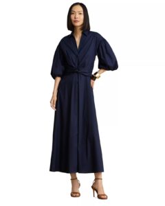 Image of sale on Bubble Sleeve Twist Front Shirtdress