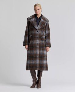 Image of sale on Women’s Plaid Notch-collar Maxi Coat