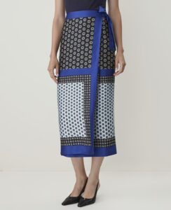 Image of sale on Geo Print Wrap Skirt in Satin