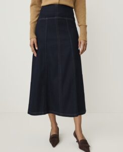 Image of sale on Drop Waist Midi Skirt in Denim