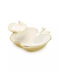 Image of sale on Two Apple Dish with Gold-tone