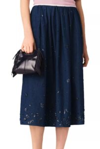 Image of sale on Embroidered Denim Midi Skirt