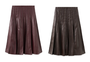 Image of sale on Dalia Pleated Faux Leather Midi Skirt