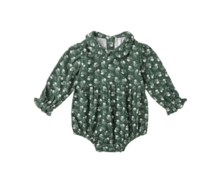 Image of sale on Cora Ditsy Floral Print Linen Blend Bubble Romper