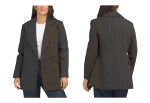 Image of sale on Wool Blend Color Block Structured Short Double Breasted Coat