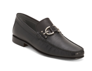 Image of sale on Leather Dacio Lizard Embossed Loafers with Bit