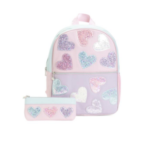 Image of sale on 2pc Heart Glitters Large Backpack and Pencil Case Set
