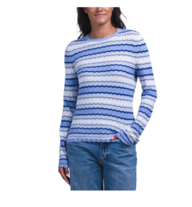 Image of sale on Silk Cotton and Nylon Bend Striped Crew Neck Sweater