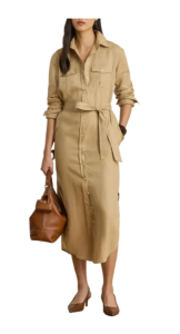 Image of sale on Long Sleeve Linen Shirtdress