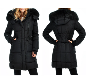 Image of sale on Luxe Highway Down Puffer Jacket with Genuine Shearling Trim Size L