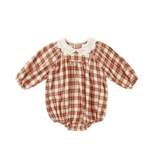 Image of sale on Heidi Plaid Linen Blend Bubble Romper