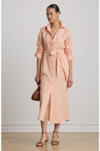 Image of sale on Stripe Long Sleeve Midi Shirtdress